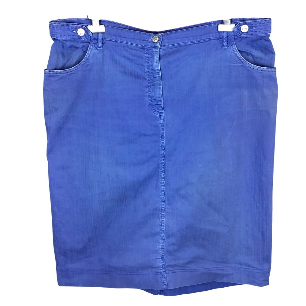 Marina Rinaldi Cotton‎ Skirt Designer Plus Size 22 Blue Twill